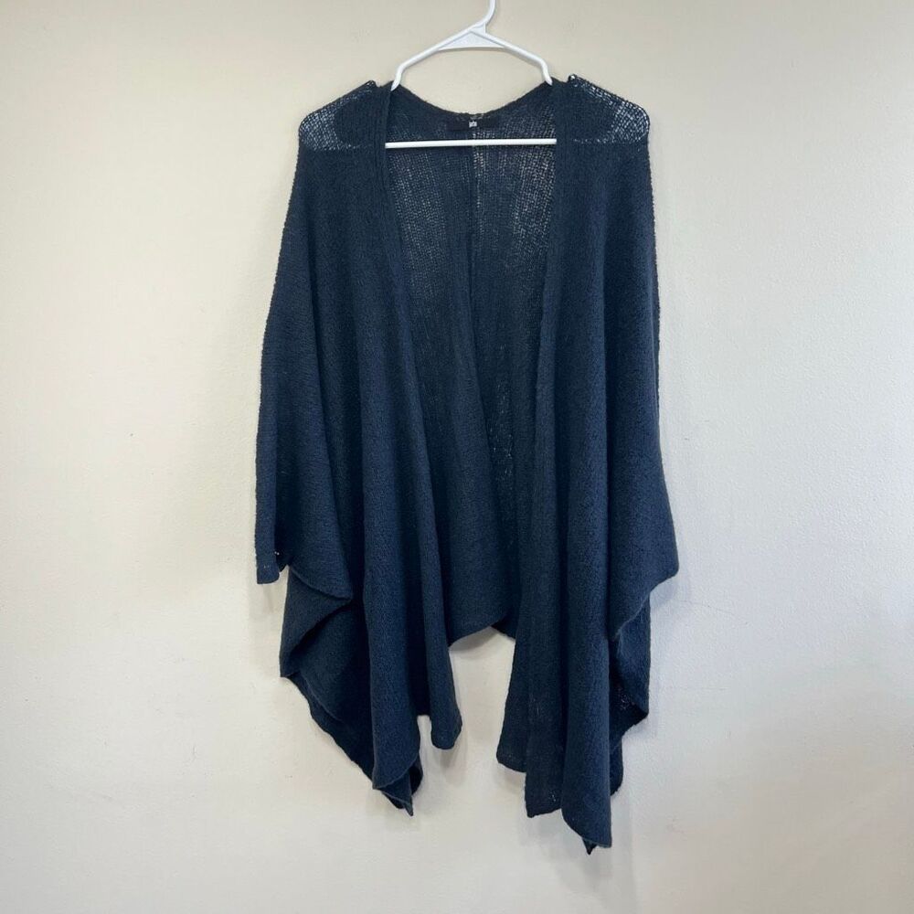 Jarbo Womens Cashmere Blend Open Front Poncho Cardigan Sweater Black One Size